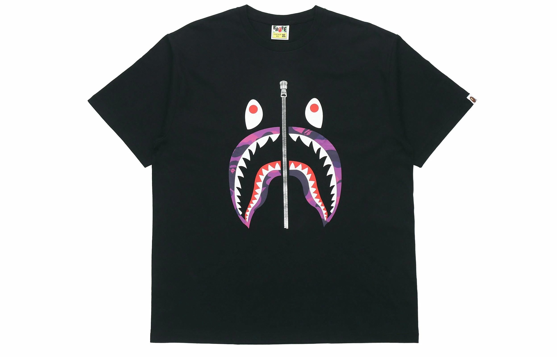 A BATHING APE Color Camo Shark Tee Black/Purple