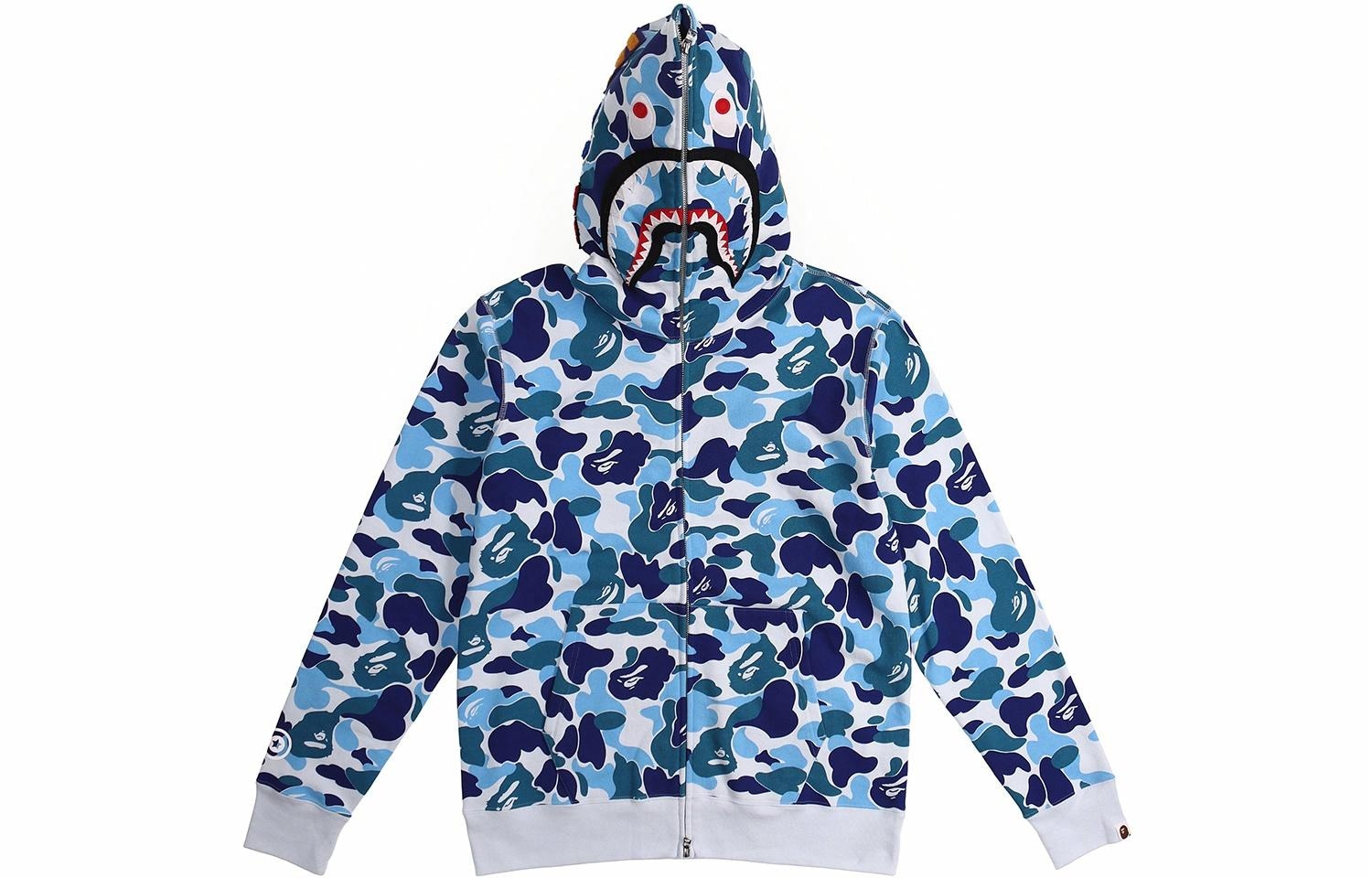 A BATHING APE BAPE Abc Camo Shark Hoodie Blue
