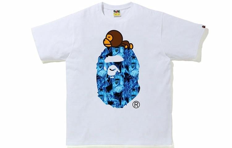 A BATHING APE BAPE Flame Milo On Big Ape Tee T
