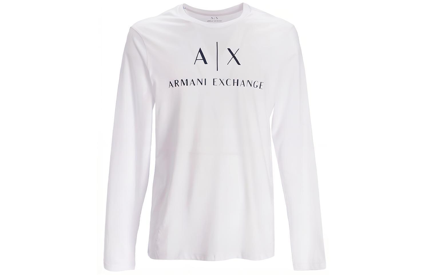Armani Exchange Logo Print Long Sleeve Tee White