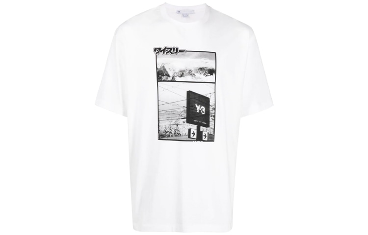 Y-3 Logo Print Crewneck T-Shirt White