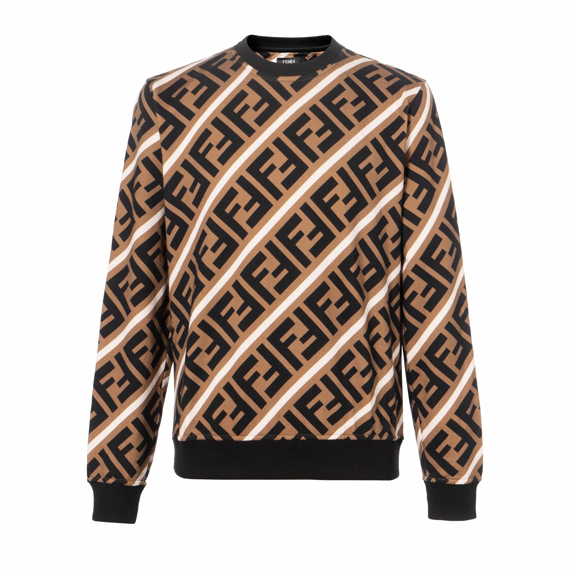 Худи FENDI/芬迪 Fendi Letter Print Crewneck Sweatshirt Brown