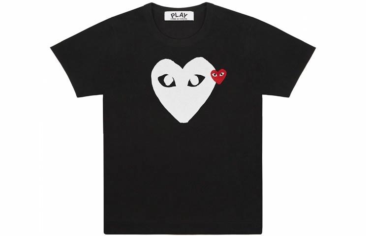 CDG Play Heart Print T-Shirt Black