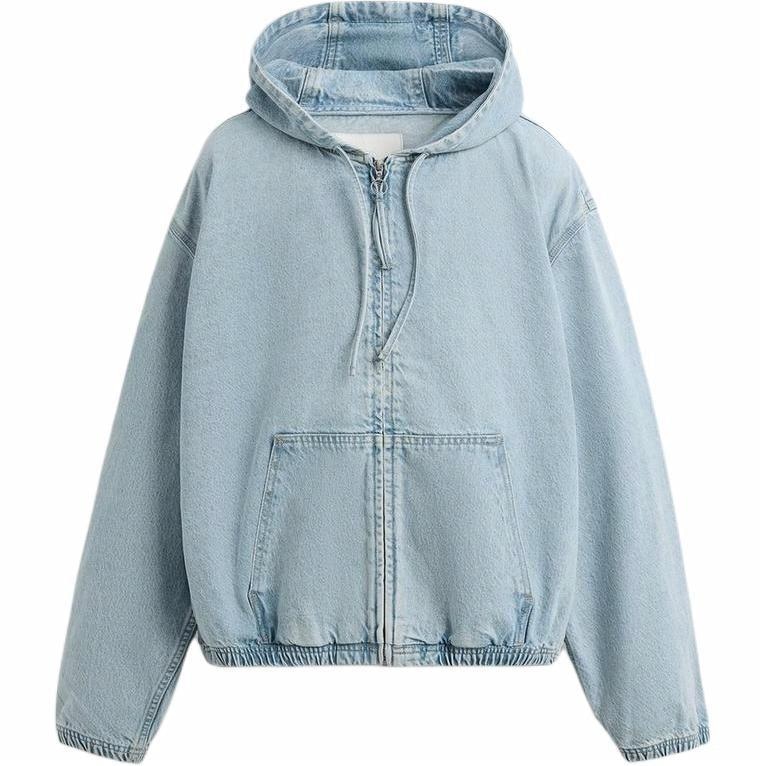 ZARA Denim Hoodie Jacket Light Blue