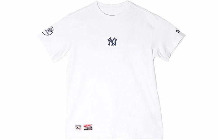 New Era Blue Logo Straight T-Shirt White