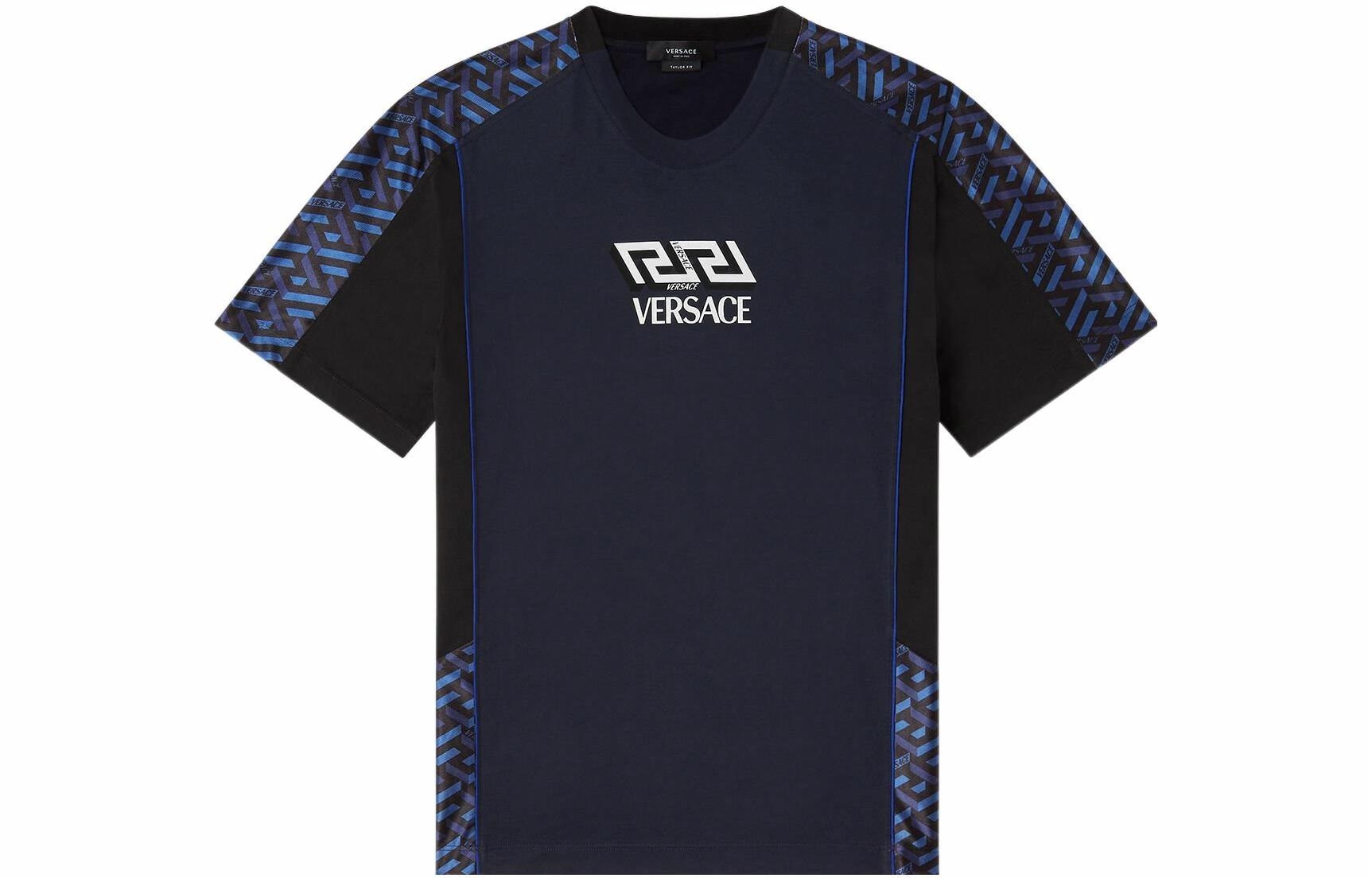 VERSACE/范思哲 Versace Logo Print T-Shirt Navy