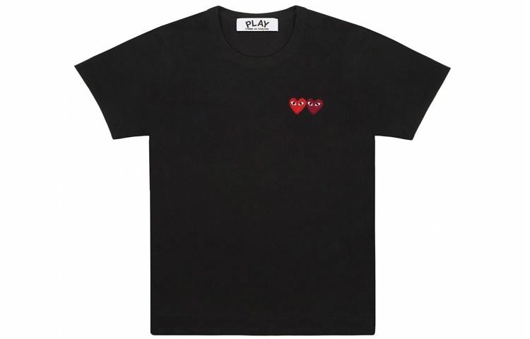 CDG Play Double Heart T-Shirt Black