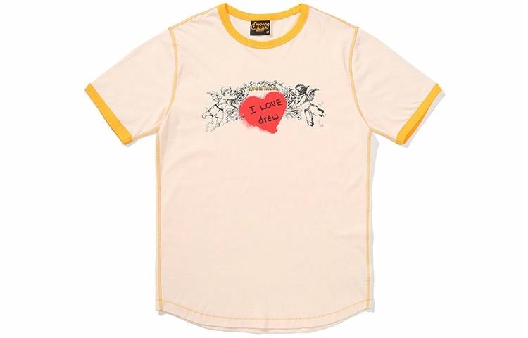 Drew House logo Cherub Ss Ringer Tee CreamGolden Yellow SS22 T