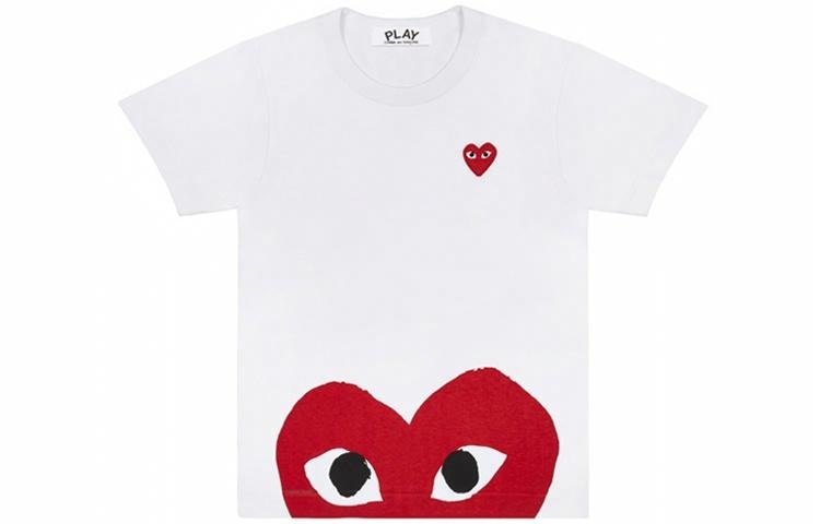 CDG Play Heart Print Crewneck T-Shirt White