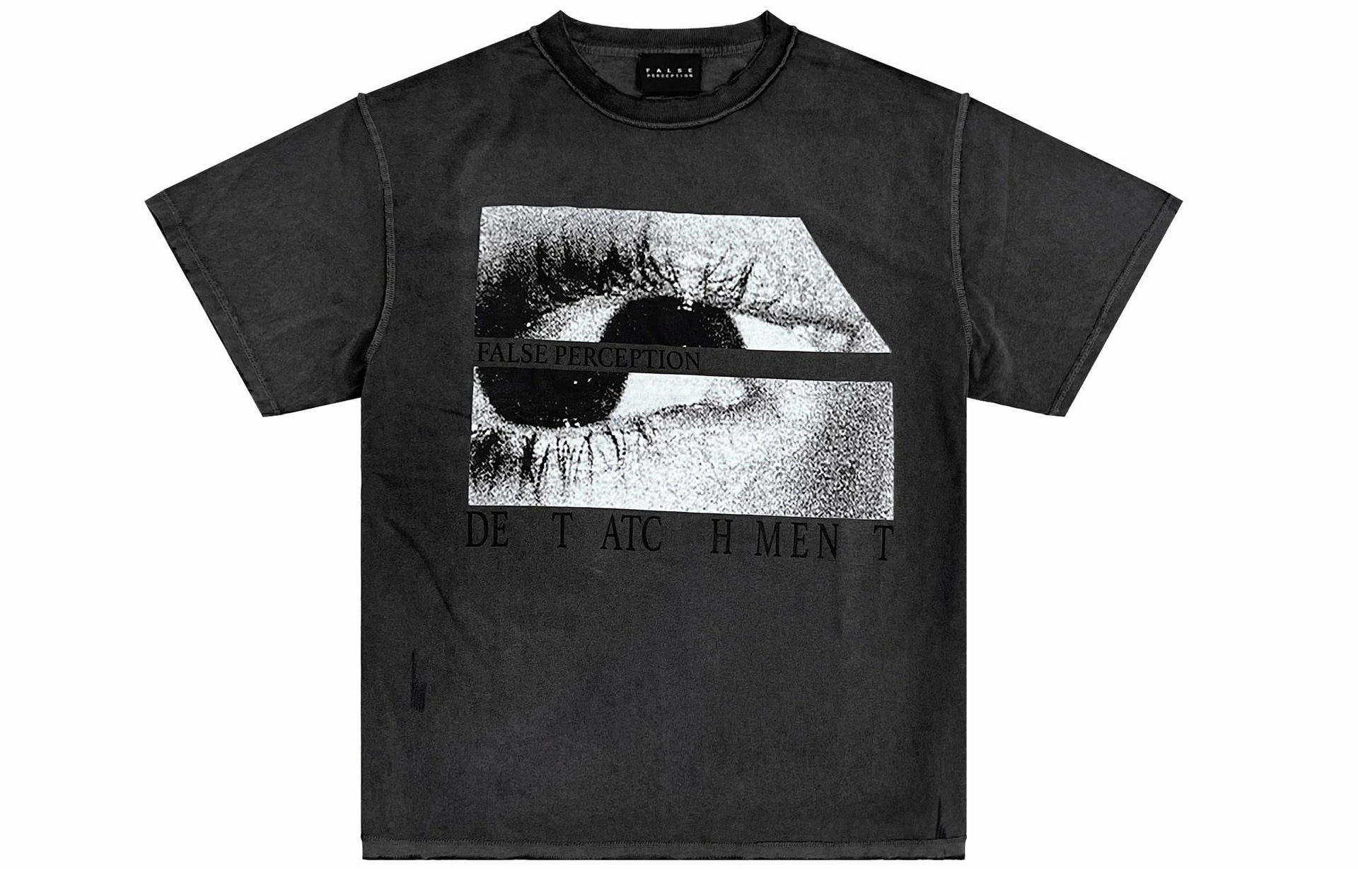 False Perception Distressed Double Eye Tee Black