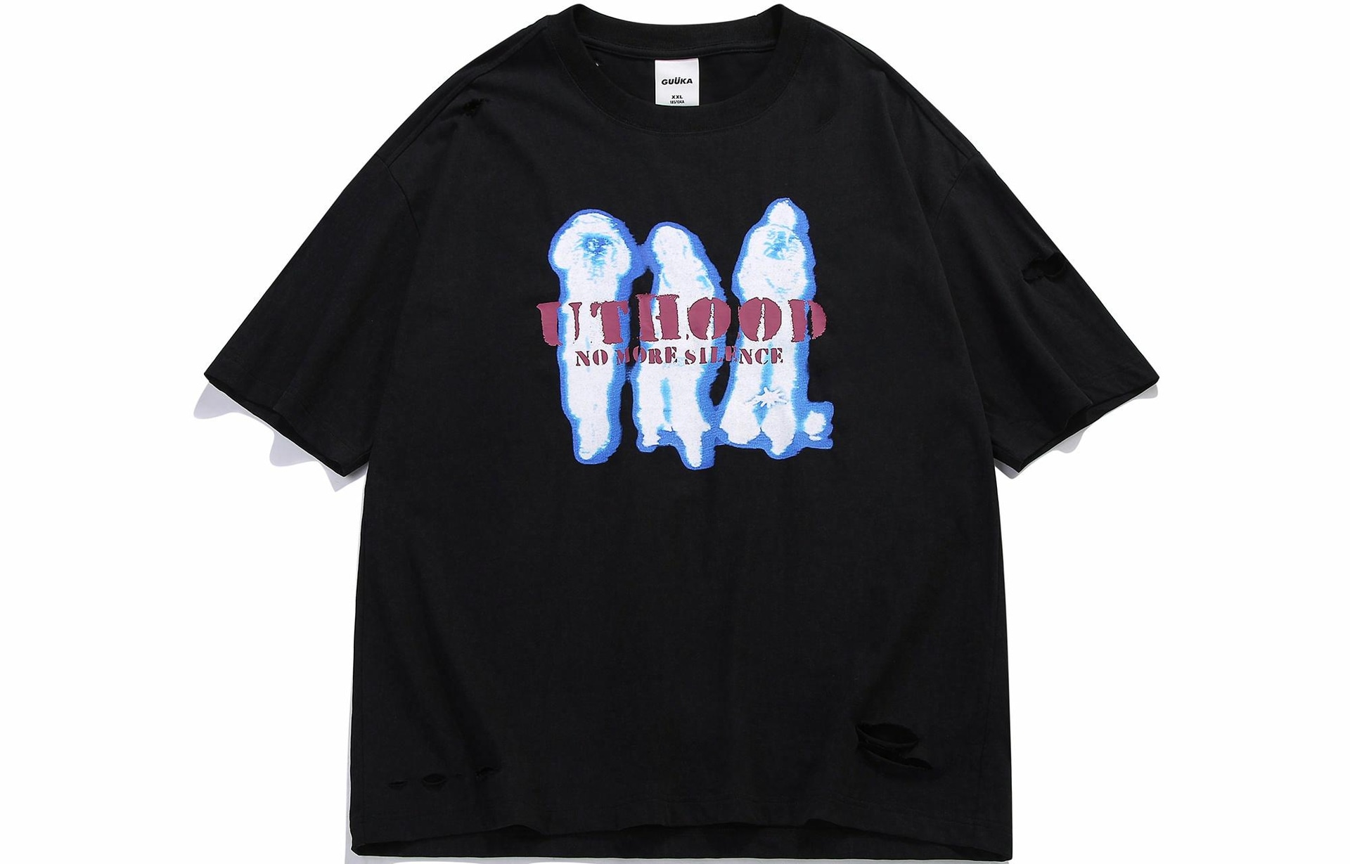 Guuka Letter Print Crewneck Tee Black