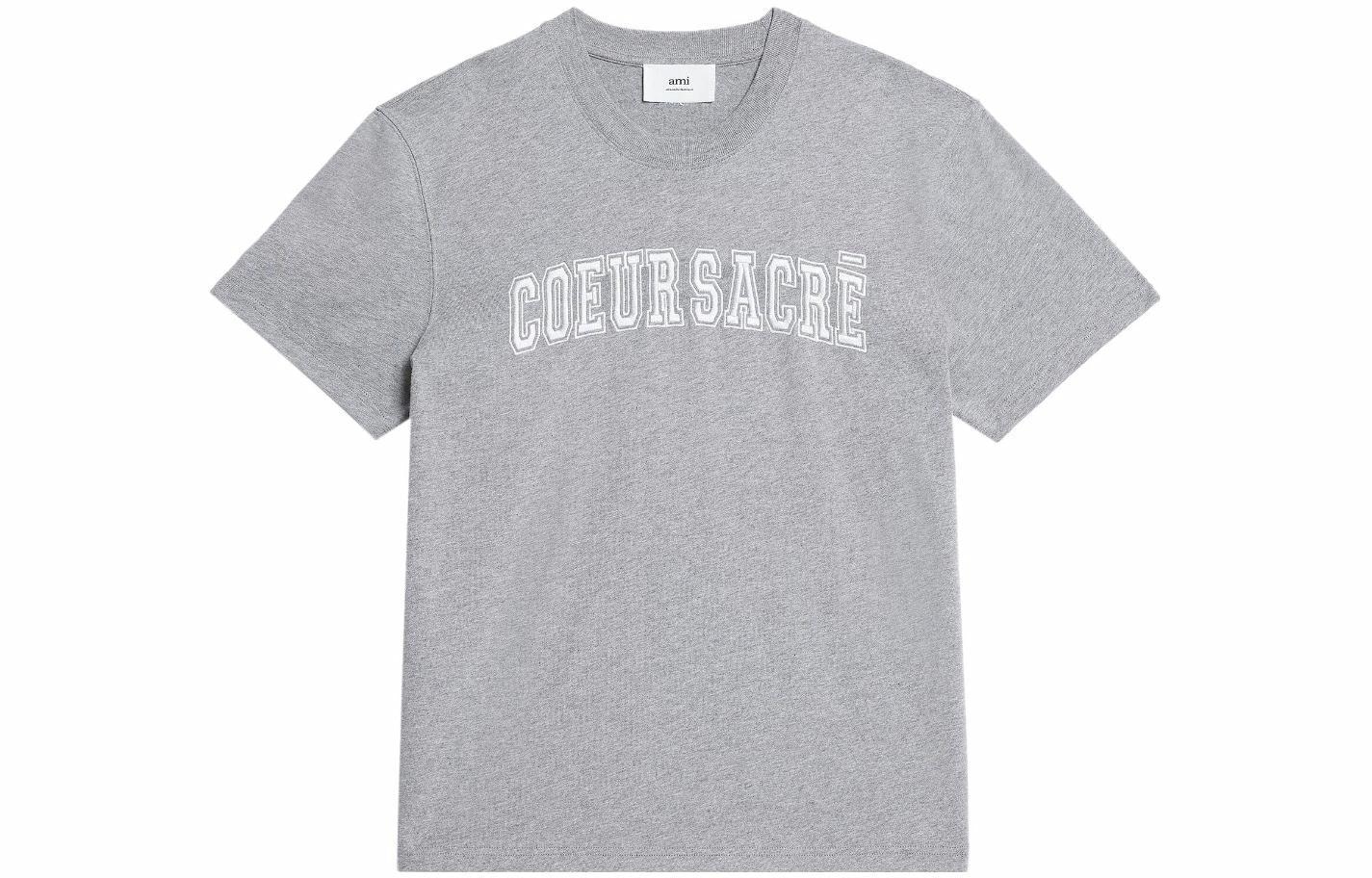 AMIPARIS Logo Embroidered Crewneck T-Shirt Grey