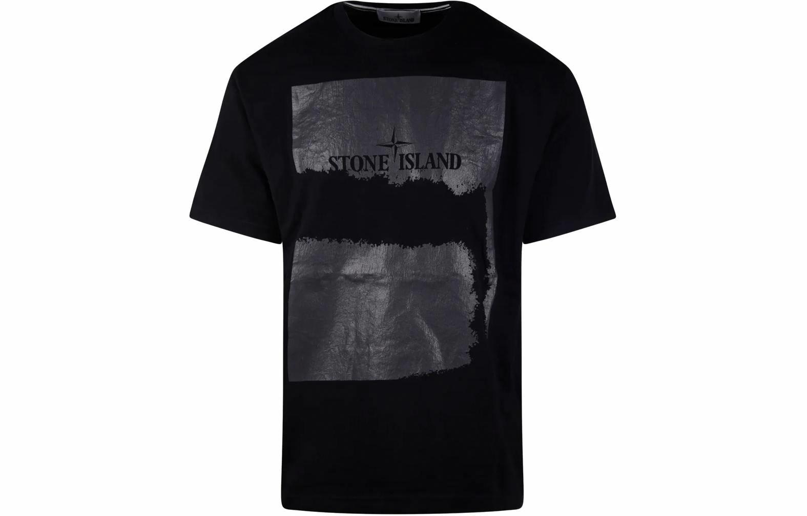 Stone Island Logo Print Crewneck T-Shirt Black