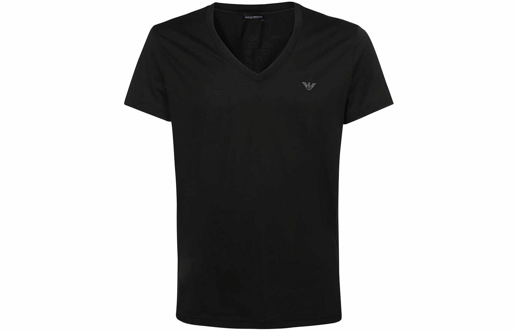 EMPORIO ARMANI/阿玛尼 Emporio Armani Logo V-Neck T-Shirt Black
