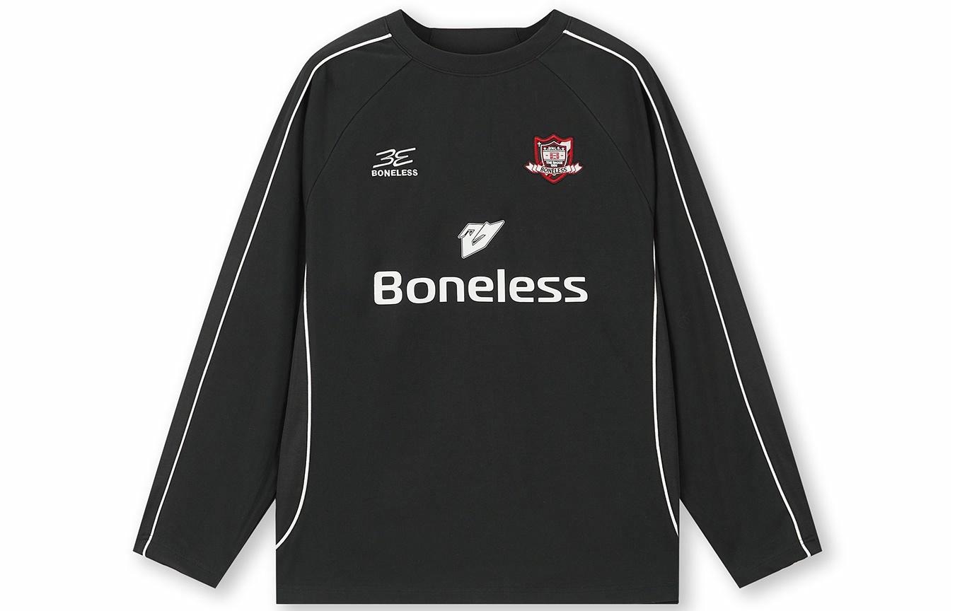 BONELESS Colorblock Loose Long Sleeve Tee Black