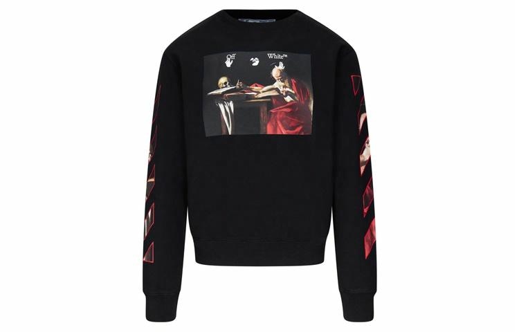 OFF-WHITE SS21 Caravaggio Print Crewneck Sweatshirt Black