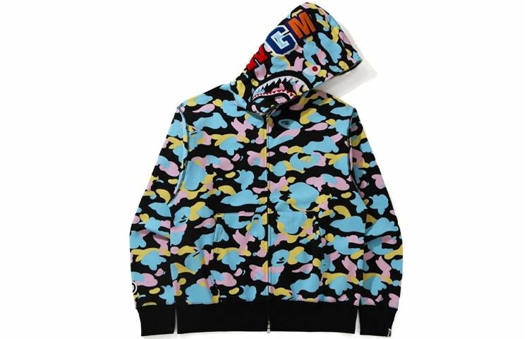A Bathing Ape Shark Zip Hoodie Multi Camo