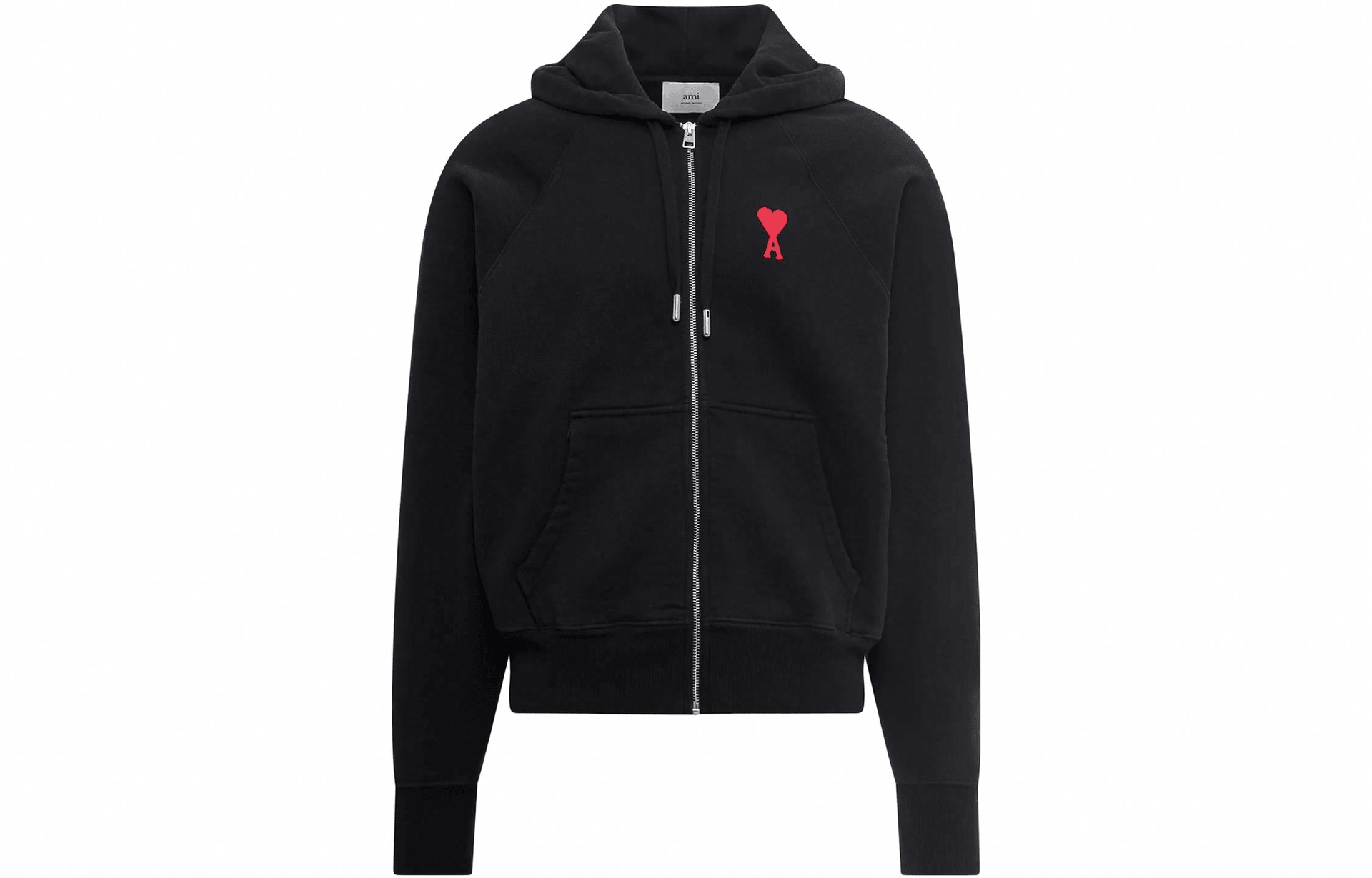 AMIPARIS SS23 Logo Badge Zip Hoodie Black
