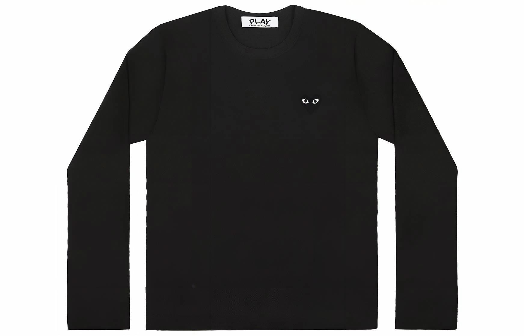 CDG Play SS24 Black Heart Embroidered Crewneck Long Sleeve Tee