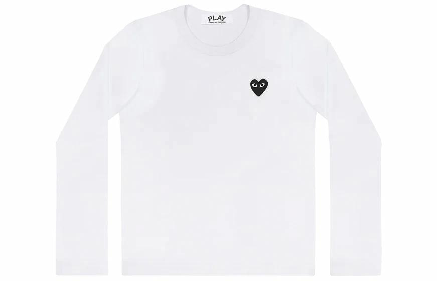 CDG Play SS24 White Long Sleeve Tee
