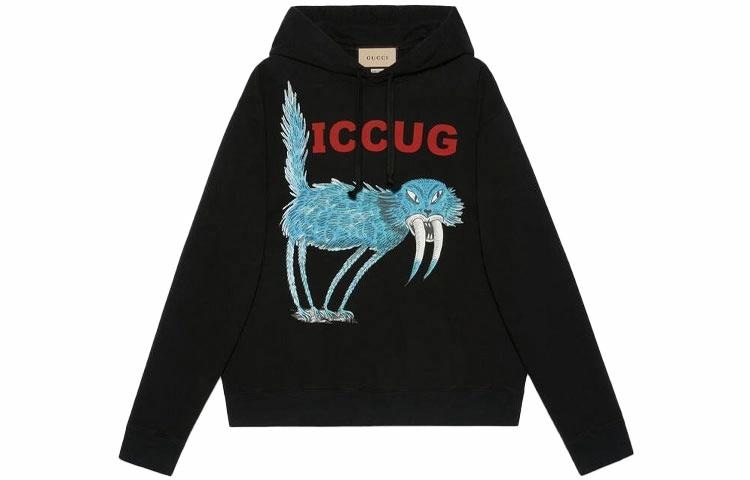 GUCCI/古驰 GUCCI x Freya Hartas Animal Print Hoodie Black