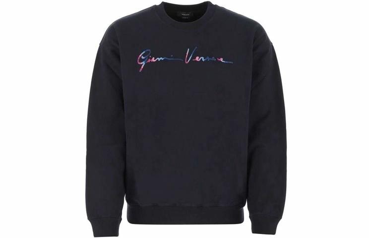 VERSACE/范思哲 Versace Letter Print Crewneck Sweatshirt Navy