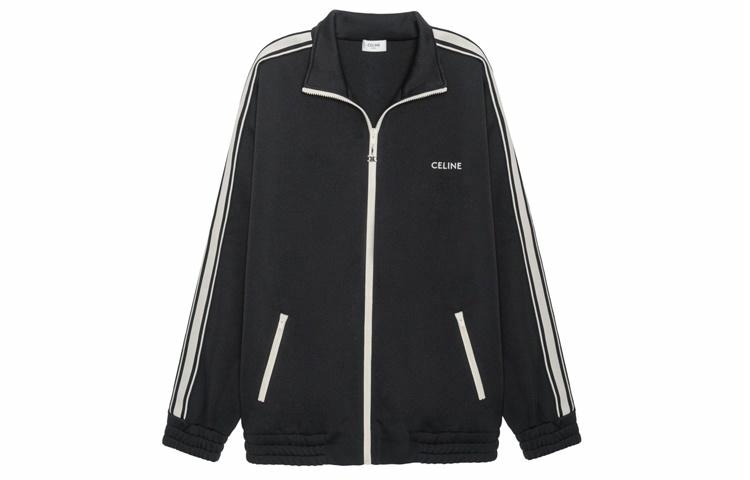 CELINE Logo Embroidered Zip Sweatshirt Black