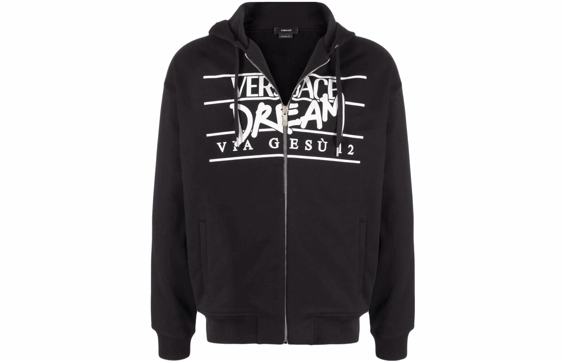 VERSACE/范思哲 Versace SS22 Logo Zip Hoodie Black