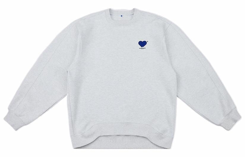 ADER ERROR SS22 Double Heart Crewneck Oatmeal Gray