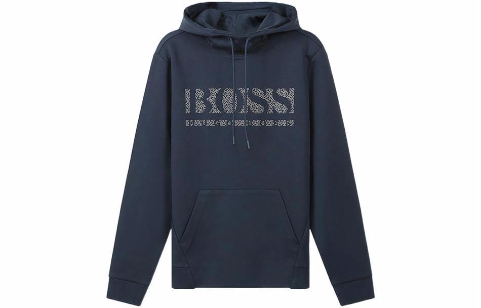 HUGO BOSS Pixel Logo Hoodie Blue
