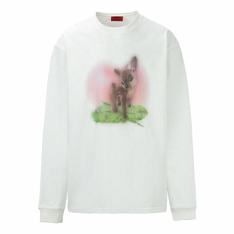 GRKC Deer Print Long Sleeve T-Shirt White