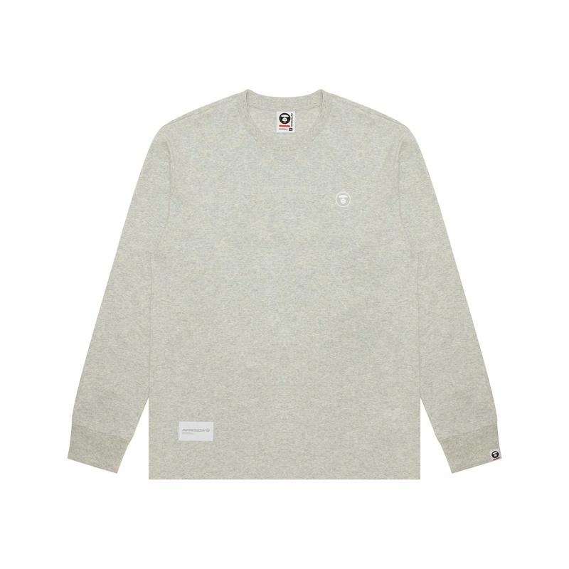 Aape FW24 Grey Crewneck Long Sleeve Tee
