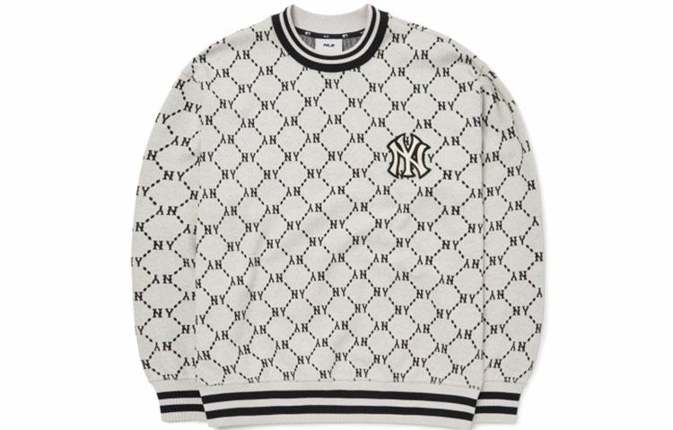 MLB Logo Embroidery Crewneck Sweatshirt White
