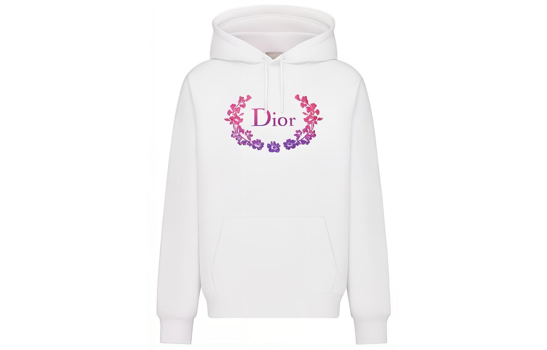 Dior SS22 Logo Embroidered Hoodie White