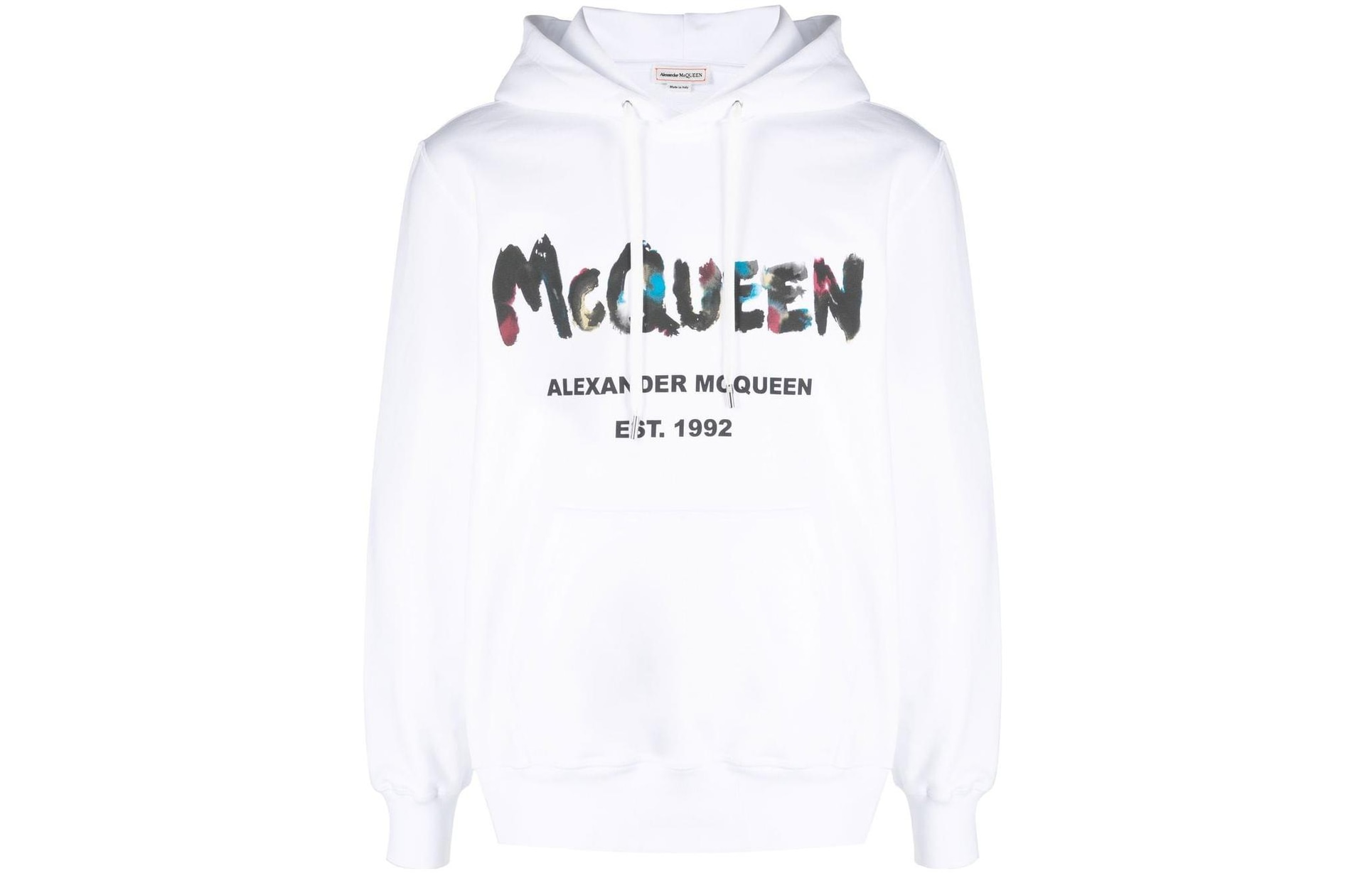 Alexander McQueen FW22 Graffiti Logo Hoodie White