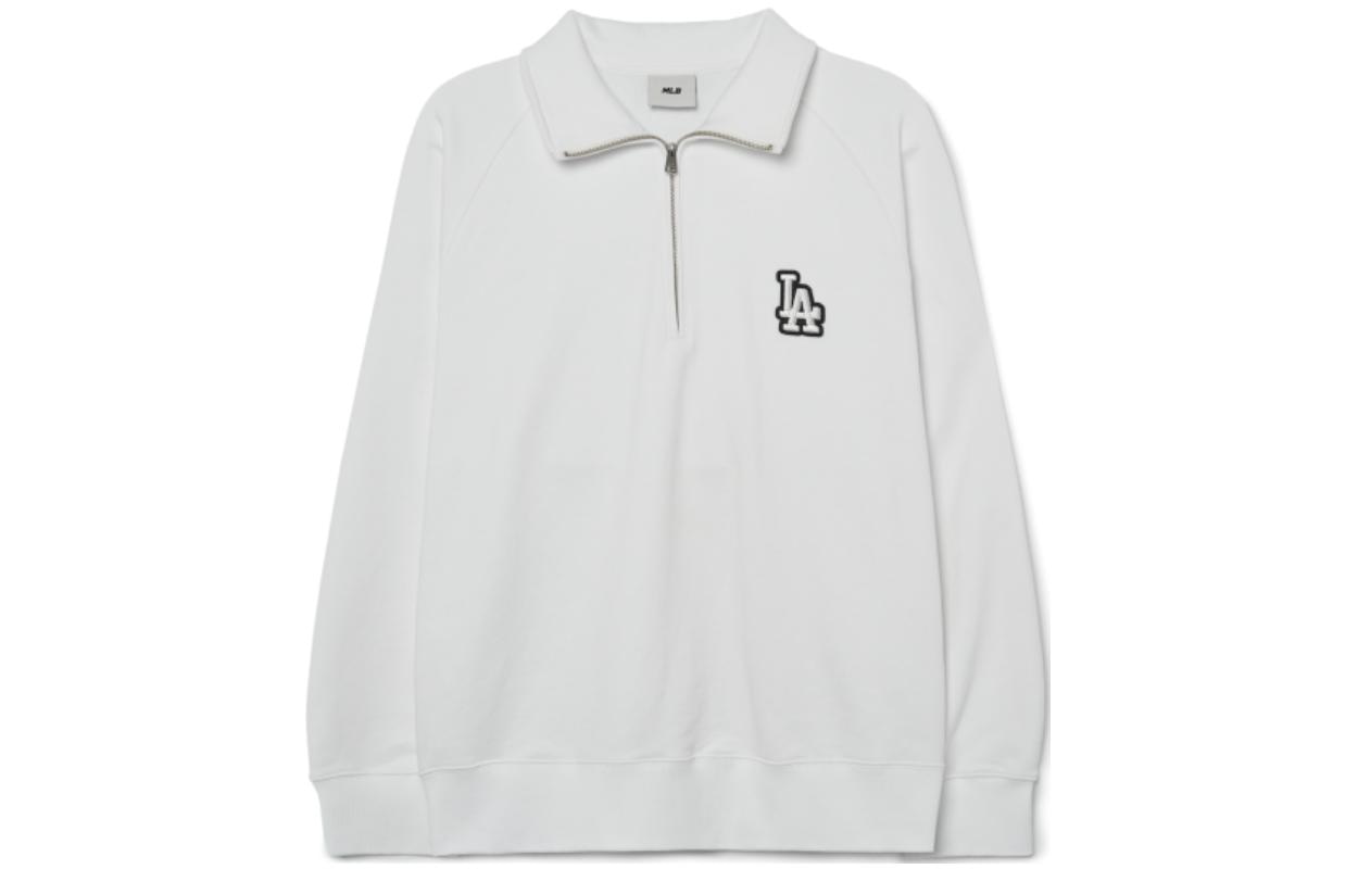 MLB Logo Embroidered Polo Sweatshirt White