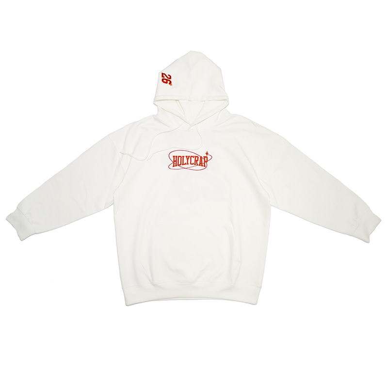 Holycrap Logo Embroidered Hoodie White