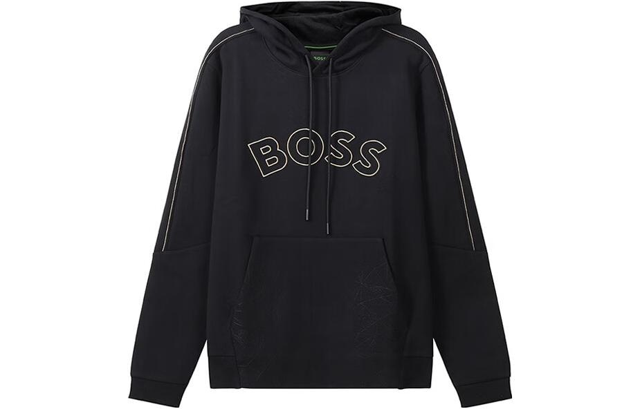 HUGO BOSS FW22 Curved Logo Hoodie Black