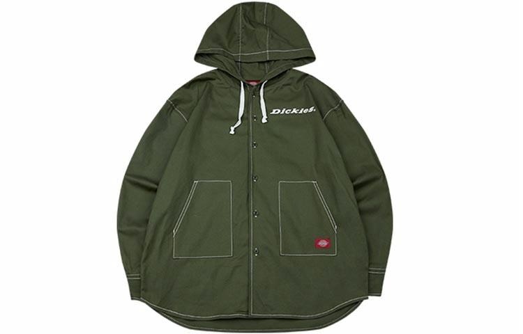 Dickies Logo Hooded Shirt Jacket Military Green
