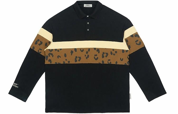 EMPTY REFERENCE Leopard Print Polo Shirt Black
