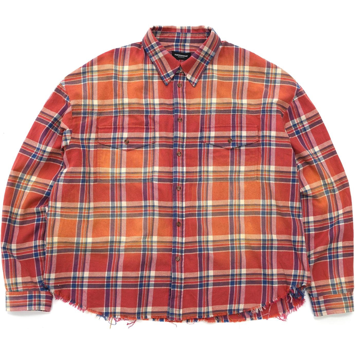 FARFROMWHAT FW24 Flannel Shirt Orange Red