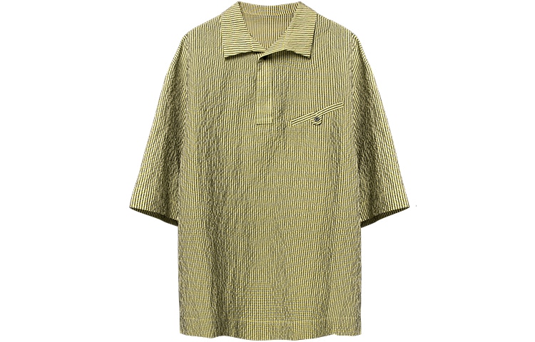 幻象者 Huanzhe Plaid Short Sleeve Shirt Yellow