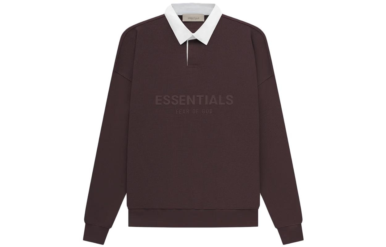 Fear of God Essentials Waffle Henley Rugby Plum
