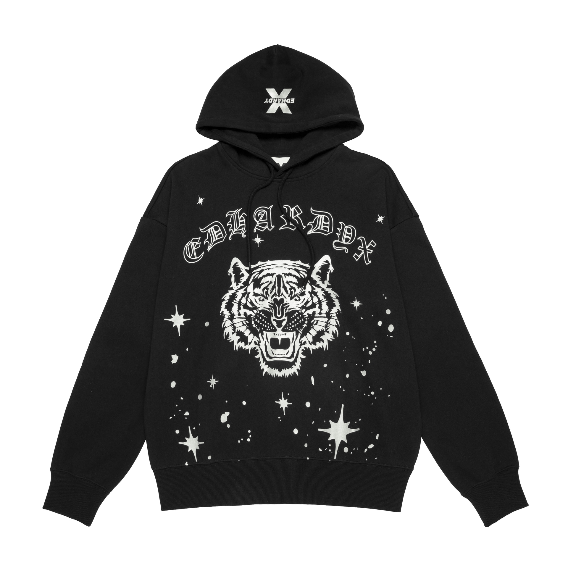 ED HARDY X Ed Hardy Tiger Logo Hoodie Silver Starry Sky