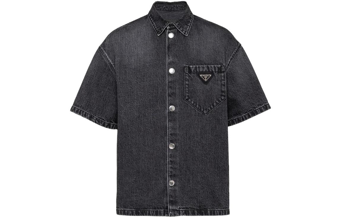 Prada SS22 Logo Denim Shirt Black