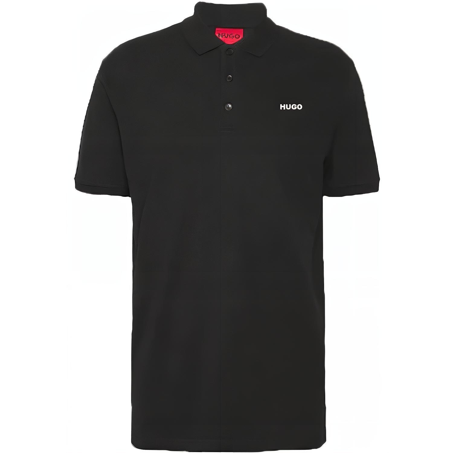 HUGO BOSS Letter Print Polo Shirt Black