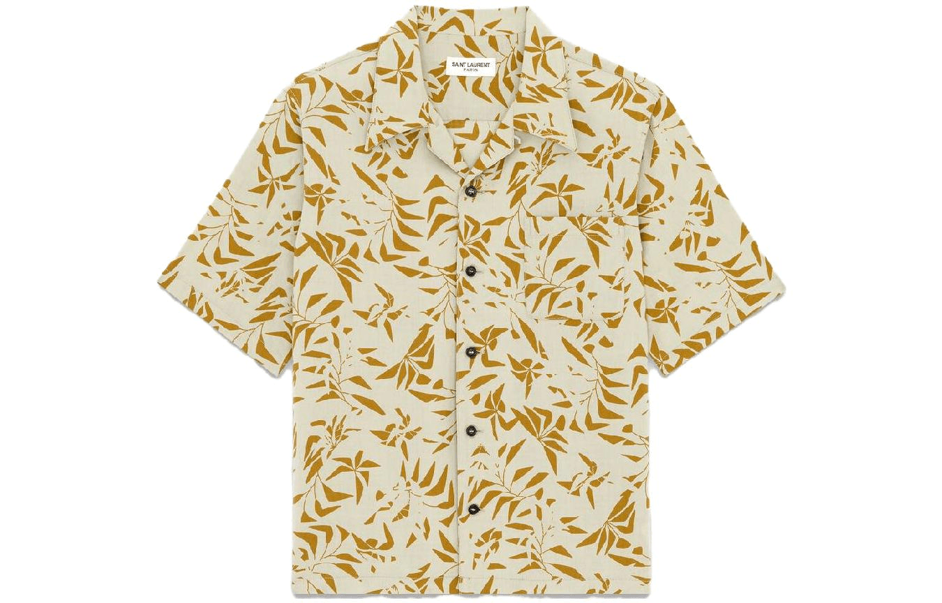 SAINT LAURENT/圣罗兰 Saint Laurent SS23 Palm Tree Print Short Sleeve Shirt Beige