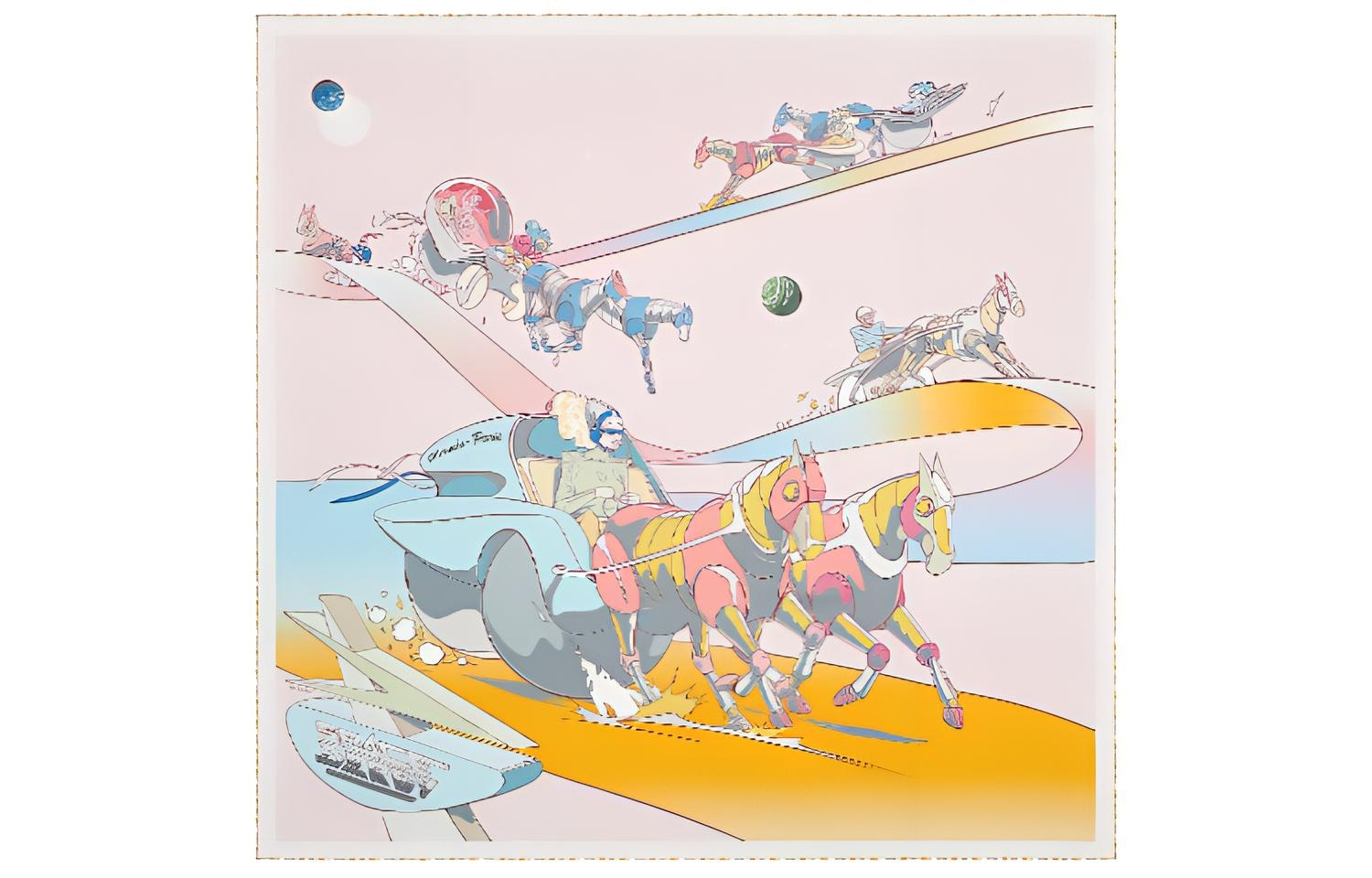 HERMES/爱马仕 Hermes Space Horse 90cm Scarf Light Pink