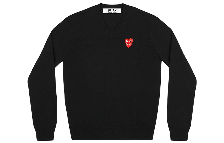 CDG Play V-Neck Sweater Black