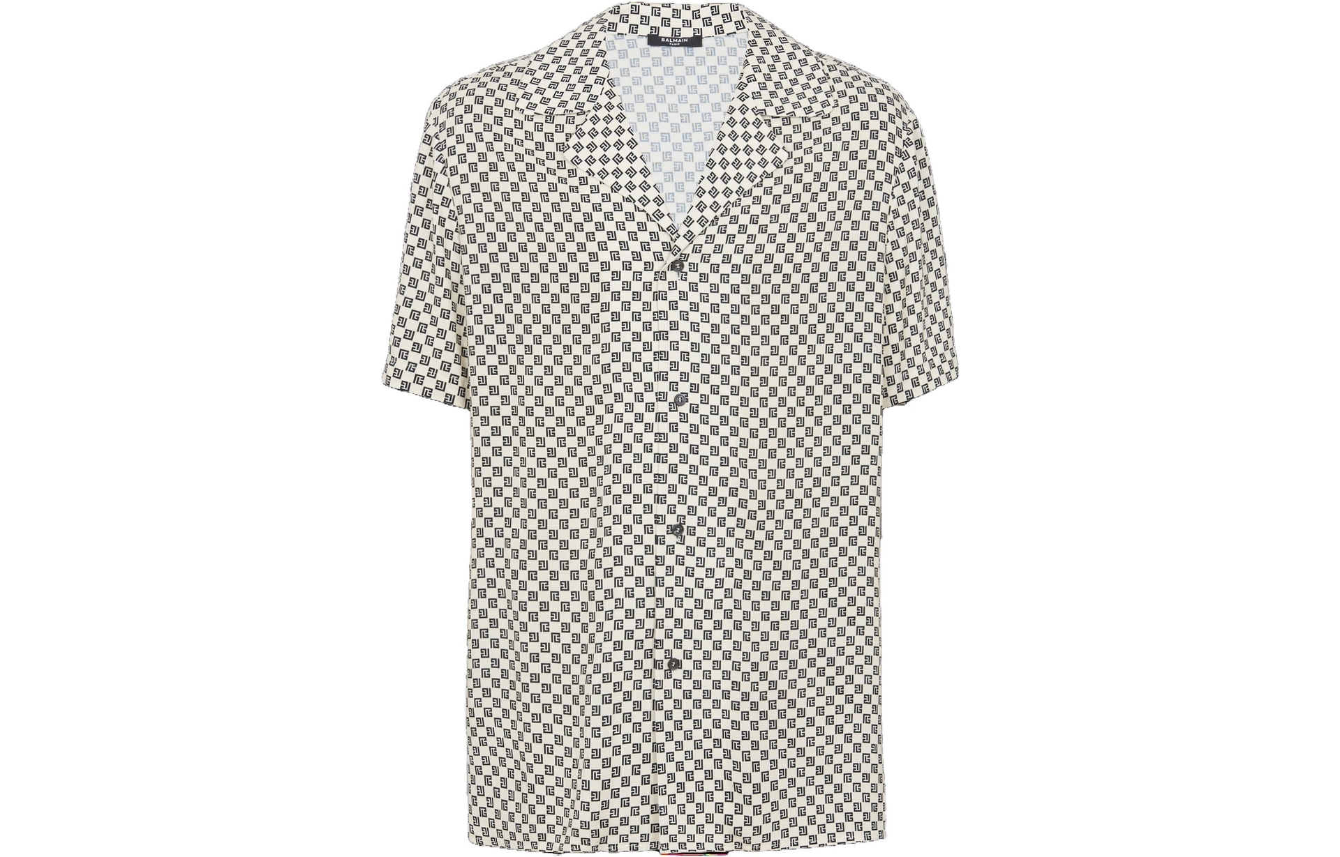 Balmain Mini Monogram Short Sleeve Shirt White